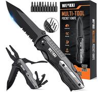 WEARXI Regalo para Hombre, Navaja Multiusos Supervivencia, Ideas Regalo San Valentín Hombre Navidad Original, 13 en 1 Camping Accesorios, Cuchillo Supervivencia