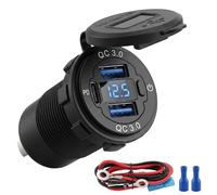 Weasch Cargador de coche USB de 3 puertos de 72 W, PD3.0 USB-C y doble QC3.0 con interruptor de encendido, carga rápida para teléfono lPad teléfonos Android, adecuado para coche, barco, RV, ATV marino