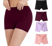 WEASIC Bragas Culotte Mujer Algodon Boxer Mujer Algodon 100x100 Braga Pantalon sin Costura Calzoncillos Culote Pack Bragas Altas Boxer Culotte (Paquete de 4, Multicolor 3, XS)