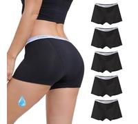 WEASIC Bragas menstruales Mujer Bragas período Mujer Braga Menstrual Braguitas menstruales Super absorbentes Boxer Algodon Braga Menstrual niña Culotte (Paquete de 5, Negro, XXL)
