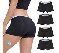 WEASIC Bragas menstruales Mujer Bragas período Mujer Braga Menstrual Braguitas menstruales Super absorbentes Boxer Algodon Braga Menstrual niña Culotte (Paquete de 4, Negro, L)