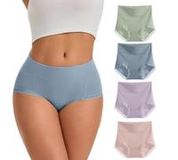 WEASIC Bragas Mujer Algodon Bragas Algodon Mujer Braguitas Mujer Bragas 100 de Algodon Bragas de Algodon Bragas Altas Mujer Bragas Mujer Algodon Talle Alto,Paquete de 4 Piezas, Colores Surtidos 03,XS