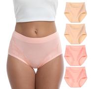 WEASIC Bragas Mujer Algodon Bragas Culotte Mujer 100 Algodon 100% Altas Braguitas cuecas Mulher algodão 100x100 Pack Talle Alto Culotte (Paquete de 4, Multicolor 1, S)