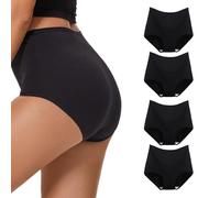 WEASIC Bragas Mujer Algodon Talla Grande Bragas sin Costuras Mujer Ropa Interior Braga Algodon 100% Braguitas de algodón Altas cuecas Mulher algodão (Paquete de 4, Negro, XS)
