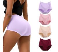 WEASIC Bragas Mujer Algodon Talla Grande Bragas sin Costuras Mujer Ropa Interior Braga Algodon 100% Braguitas de algodón Altas cuecas Mulher algodão (Paquete de 4, Multicolor 5, XL)
