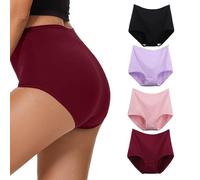 WEASIC Bragas Mujer Algodon Talla Grande Bragas sin Costuras Mujer Ropa Interior Braga Algodon 100% Braguitas de algodón Altas cuecas Mulher algodão (Paquete de 4, Multicolor 3, XL)