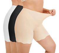 WEASIC Culotte Antirozaduras Mujer, Pantalon Antirozaduras Mujer Muslos Faja Pantalon (3 Pack)(1 * Negro + 1 * Beige + 1 * Blanco, XL)