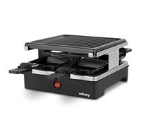 Wëasy LUGA40 Raclette Grill 4 Personas, Superficie de 30x30cm, 6 Sartenes Individuales, Placa Antiadherente, Apto para Lavavajillas, Negro, 600 W