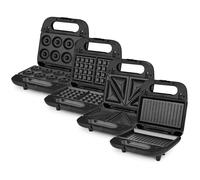 Wëasy Sandwichera JOY600, Multifunción 4 en 1, Gofrera, Donutera, Paniniera, Grill, Placas intercambiables, Revestimiento antiadherente, 750W