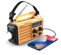 Weather Radio Raynic Solar Hand Crank Emergency Radio 5 Ways Powered Am/FM/SW/NOAA Weather Alert Portable Radio with Flashlight Reading Lamp Cellphone Charger and SOS Alarm (Yellow)