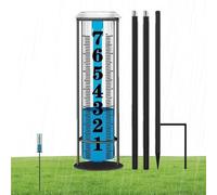 Weather Rain Gauge - PVC Adjustable Height Rainwater Measuring Tool with Stake 220g | Rain Gauge Meter for Accurate Rainfall Measurement in Terrace Deck Yard Fence Farm Garden Outdoor Use