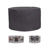 Weather-Resint - Juego de fundas redondas de piel para patio, mesa de comedor y silla, protector resistente al viento y resistente al desgarro, para jardín y patio trasero