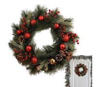 Weather Resistant Christmas Wreaths - Pre-Strung Christmas Door Wreath, Wreaths for Front Door, Winter Display with Natural Texture, Entrance Artwork Hanging Mechanism Included for Doors Welcome