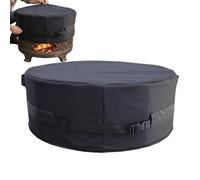 Weather Shield Round Fire Pit Cover - Heavy Duty Waterproof Seasonal Storage Guard, Breathable Air Vent Condensation Shield, Windproof Bottom Buckle Straps, Backyard Hearth Protector | For Fire Pits