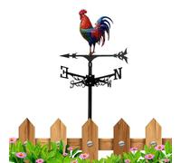 Weather Vane - Decorative Iron Rooster Yard Decoration, Roof Mount Wind Vane with Compass Points | Functional Farmhouse Accent For Backyard, Patio, Lawn, Courtyard, Landscape, Balcony, Railing