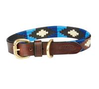 Weatherbeeta 2022 Polo Leather Dog Collar 1001699038 - Brown/Blue