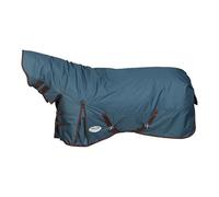 WeatherBeeta ComFiTec - Alfombra clásica con cuello combinado para caballo, tamaño mediano, color azul oscuro/café, 6 pies 5 pulgadas
