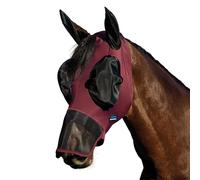 WeatherBeeta ComFiTec Luxe - Máscara elástica para moscas con orejas y nariz, color borgoña/negro, grande