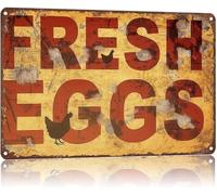 Weathered Aluminum Tin Sign Fresh Eggs Homestead Decor Wall-Art for Farmhouse Cabin Lodge 8 X 12 in