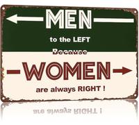 Weathered Aluminum Tin Sign Restroom Age Men To The Left Washroom Decor Wall-Art for Farmhouse Cabin Lodge 8 X 12 in
