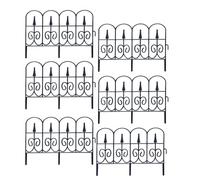 Weatherproof Plastic Flowerbed Fence,Decorative Garden Fencing Panel,Wrought Iron Style Lawn Edging Border Fence. Pack of 6 panels(Zwart,58cmW*24cmH)