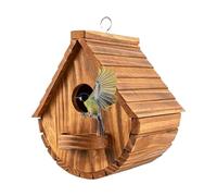 Weatherproof Teardrop Butterfly House - Burnt Wood Hanging Bee & Bird Shelter For Outdoor Gardens | Natural Wood Butterflÿ Habitat with Feeder, For Balconies Trees | Attracts Pollinators, Come