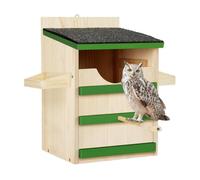 Weatherproof Wooden Owl House with Bird Stand Outdoor Nest Box
