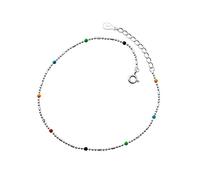 WEAV Tobilleras De Plata De Ley 925, Tobilleras De Cuentas De Colores De Verano A La Moda para Mujer, Regalo De Cumpleaños, Joyería Fina 925