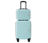 Weavelife Maleta rígida con ruedas, maleta de viaje, equipaje de mano, 4 ruedas, material ABS, cerradura TSA, azul, 2 tlg. Kofferset, Maletín rígido con bolsa de cosméticos