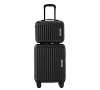 Weavelife Maleta rígida con ruedas, maleta de viaje, equipaje de mano, 4 ruedas, material ABS, cerradura TSA, Negro , 2 tlg. Kofferset, Maletín rígido con bolsa de cosméticos