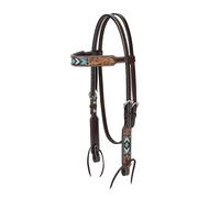 Weaver Leather 45-0144 Turquoise Cross-Diadema de Piel con Cuentas Turquesa de 5/8 Pulgadas, Unisex Adulto, Aceite Oscuro, 6,5