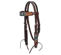 Weaver Leather 45-0149 Turquoise Cross-Diadema de Piel con Cuentas Turquesa de 5/8 Pulgadas, Unisex Adulto, Aceite Oscuro