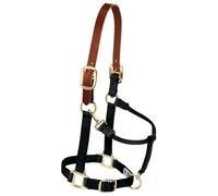 Weaver Leather - Cabestro Ajustable de Piel y Nailon para Caballo, Grande, Negro