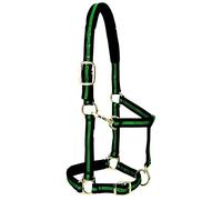 Weaver Leather Cabestro de Nailon para Caballos, Acolchado y Ajustable, con Gancho para Barbilla y Garganta, para Caballos, cabestros chapados en latón para Entrenamiento