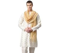 Weavers Villa Dupatta tejida étnica de seda polivinílica para hombre, Beige, 2.20 Mtrs