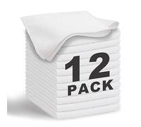 WEAWE 12 Paños de Bayeta Microfibra (30,5 x 30,5 cm), Suaves, Absorbentes, Reutilizables Multiusos Limpieza Cocina, Coche, Cristales, Balletas Microfibra (Blanco)