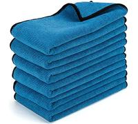 WEAWE Toallas de Microfibra para automóviles, 6 Piezas (40 x 40 cm), Secado y Cuidado automático, Fuerte absorción de Agua, diseño clásico a Rayas, sin Rayas, sin decoloración (Azul)