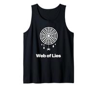 Web of Lies Spider Humor Minimal Spooky Halloween Diseño Camiseta sin Mangas