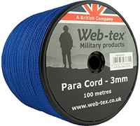 Web-tex - Rollo de cordón Paracord de 3 mm - 100 Metros - Azul