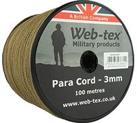 Web-tex - Rollo de cordón Paracord de 3 mm - 100 Metros - Coyote