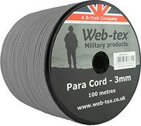 Web-tex - Rollo de cordón Paracord de 3 mm - 100 Metros - Gris