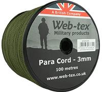 Web-tex - Rollo de cordón Paracord de 3 mm - 100 Metros - Verde