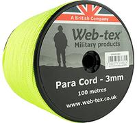 Web-tex - Rollo de cordón Paracord de 3 mm - 100 Metros - Verde Fluorescente