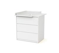 WEBABY - Cajonera bebé de 3 cajones con cambiador madera 50 cm UNO - Blanco
