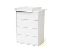 WEBABY - Cajonera bebé de 4 cajones con cambiador madera 50 cm UNO - Blanco