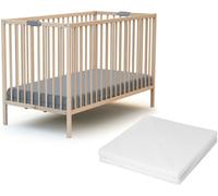 Webaby Cama bebé plegable madera con colchón 60x120 Haya Cruda