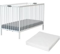 Webaby Cama de bebé plegable madera con colchón Blanco