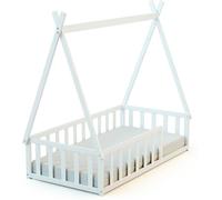 Webaby Cama tipi en el suelo madera blanco 70 x 140 cm