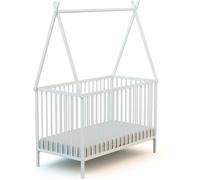 Webaby Cama tipi madera 60 x 120 con techo Blanco