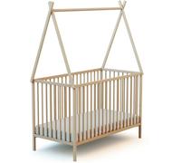 Webaby Cama tipi madera de 60 x 120 con techo de haya cruda
